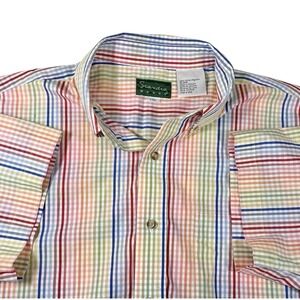 Scandia Woods Large Pastel Colorful Button Shirt 100% Cotton Rainbow Easter